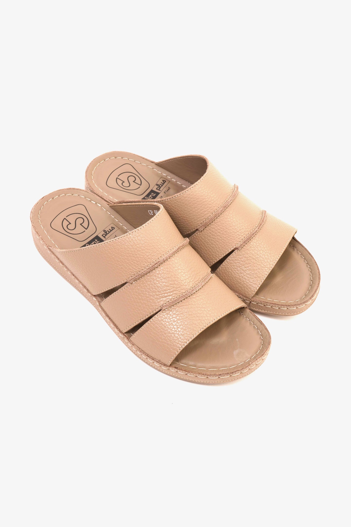 COMFORT PLUS MEN'S LEATHER SLIDE SANDAL SAND