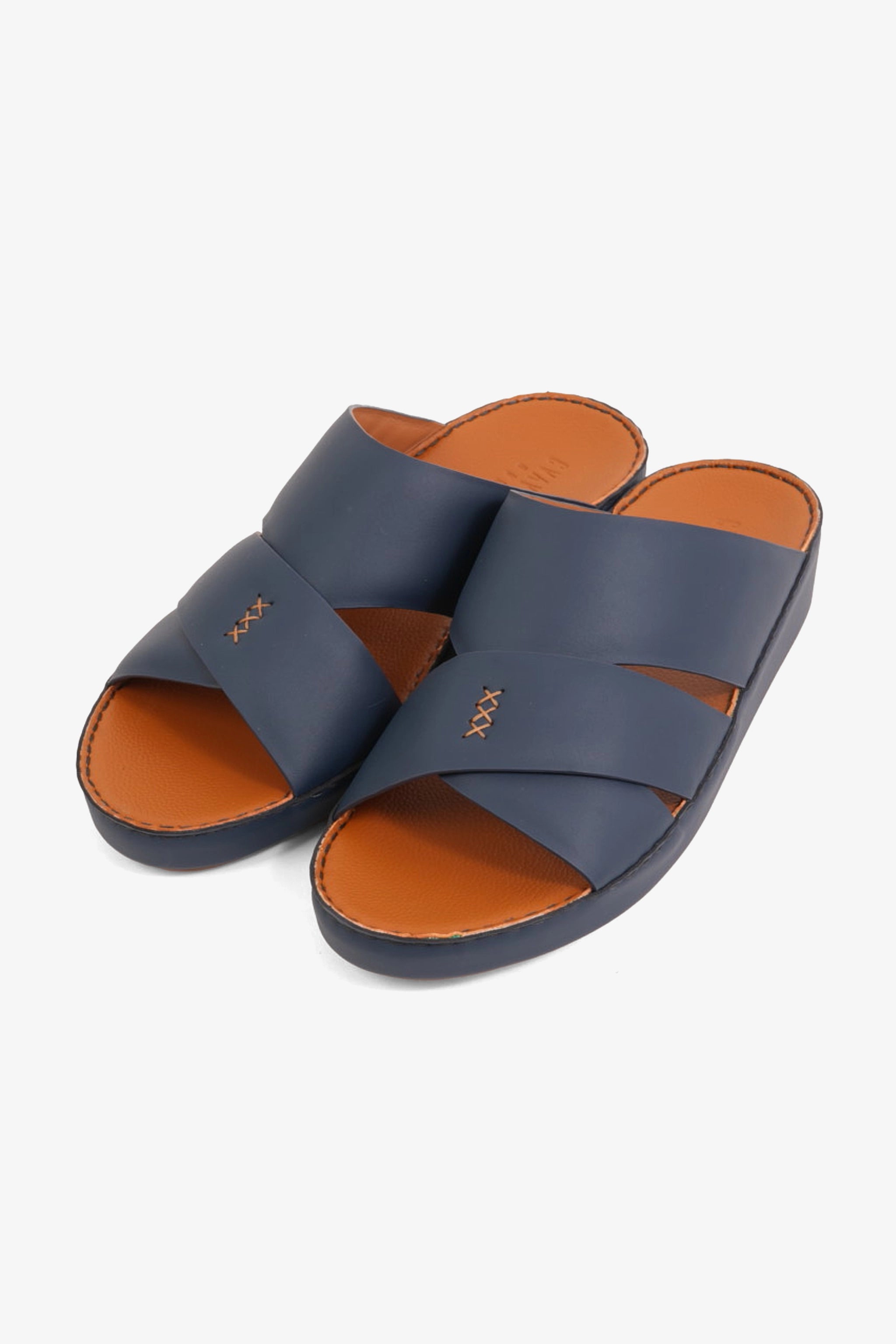 UOMO CAVALIER MEN'S ELITE LEATHER ARABIC SANDALS NAVY