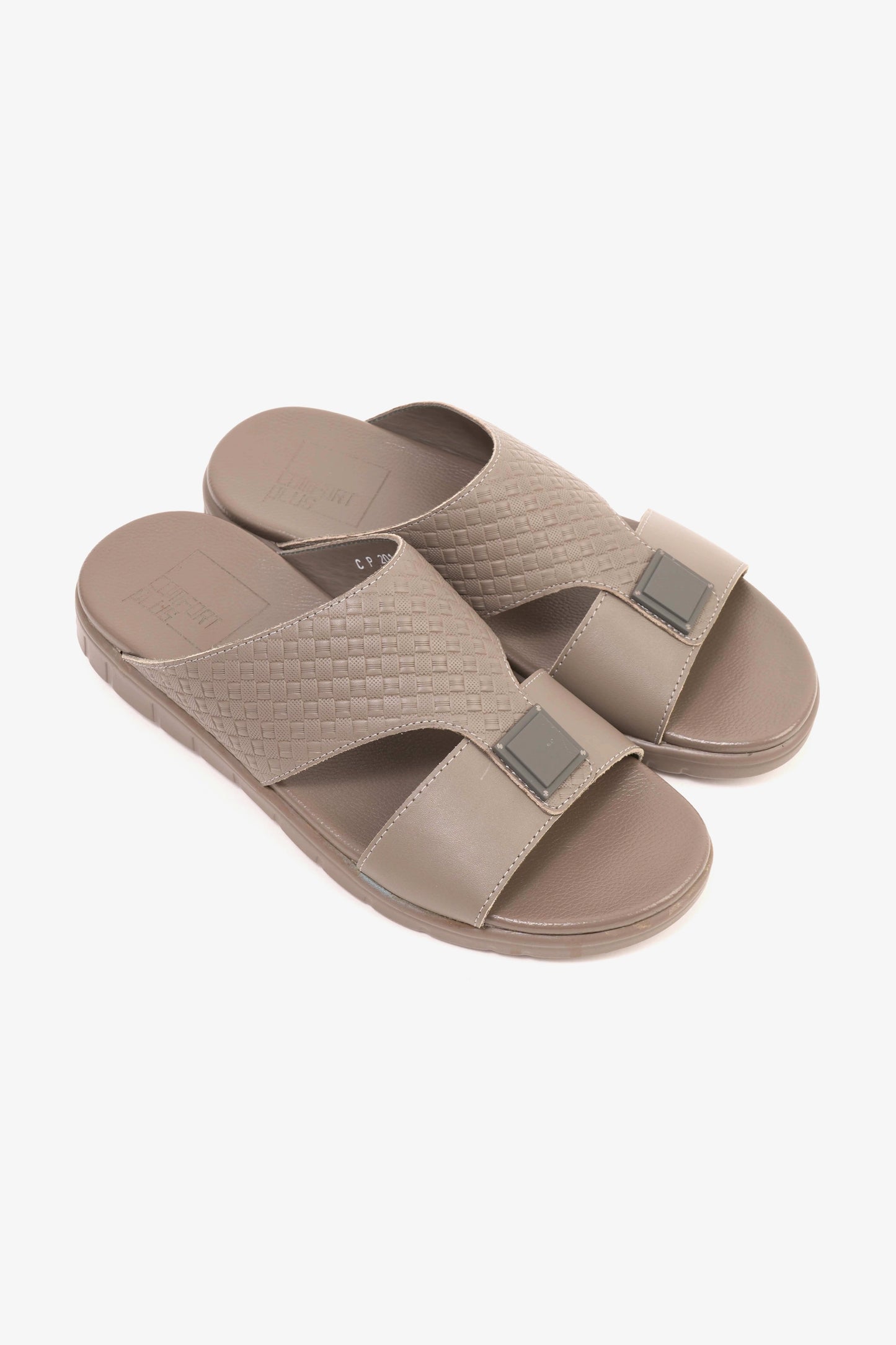 Comfort Plus Men's Embossed Leather Sandals with Antiskid Grip Stone