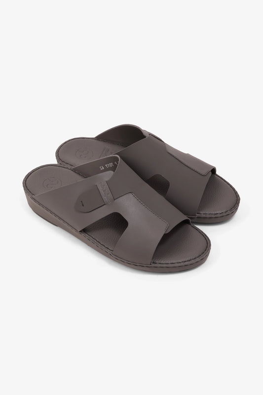 COMFORT PLUS ULTRA COMFORTABLE LEATHER SLIP-ON SANDALS DARK-GREY