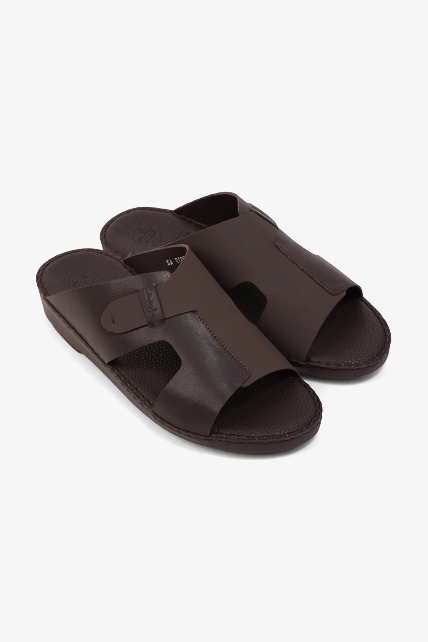 COMFORT PLUS ULTRA COMFORTABLE LEATHER SLIP-ON SANDALS DARK-BROWN