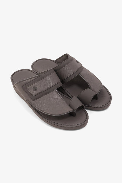 COMFORT PLUS LEATHER SANDALS WITH COMFORTABLE FOOTBED GREY