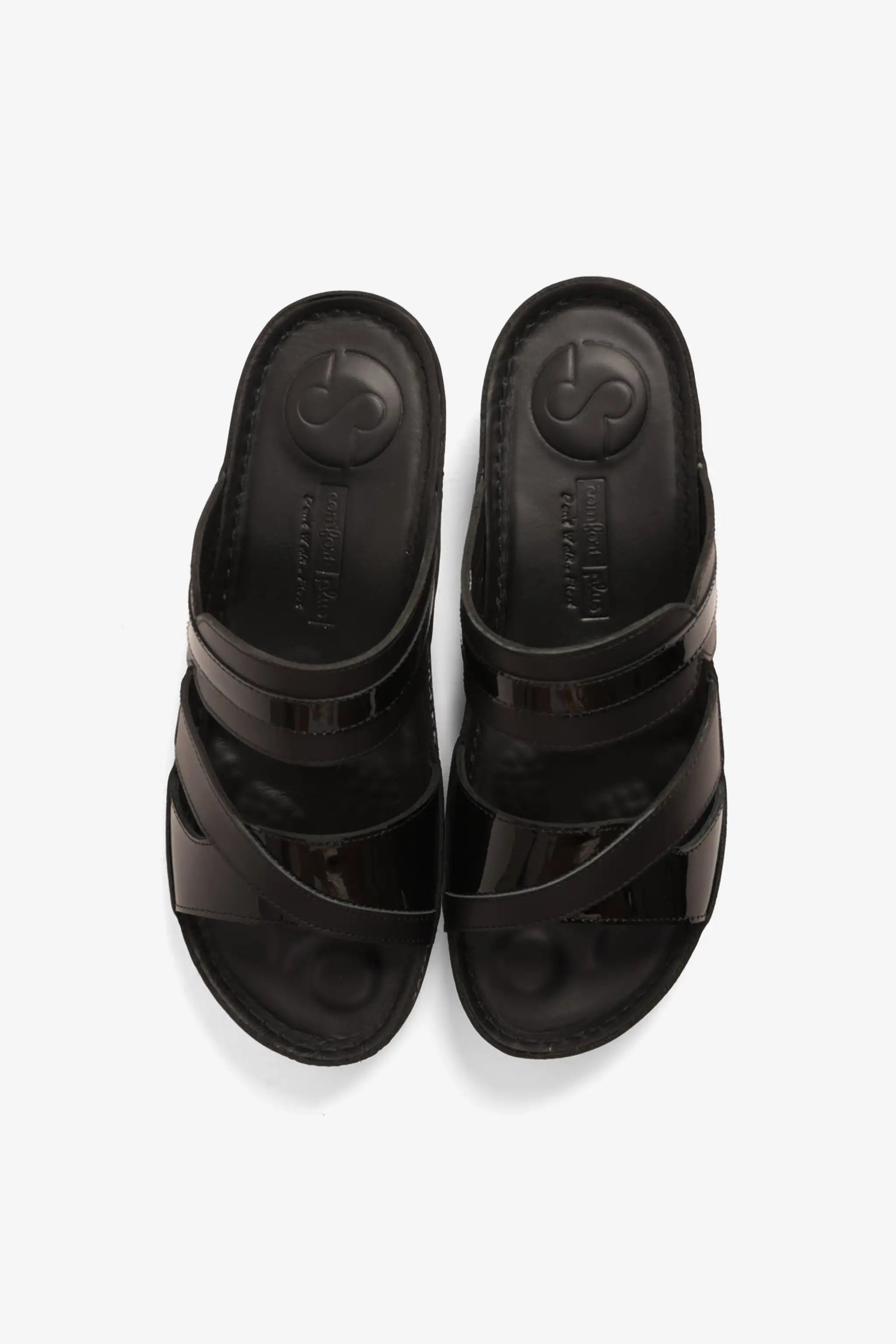 COMFORT PLUS ULTRA SOFT LEATHER SLIDES WOMEN'S BLACK