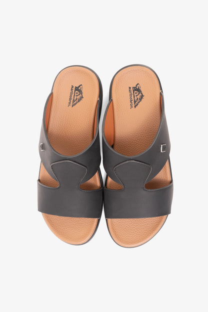 Men's Textured Dual-Strap Slide Sandals BLACK