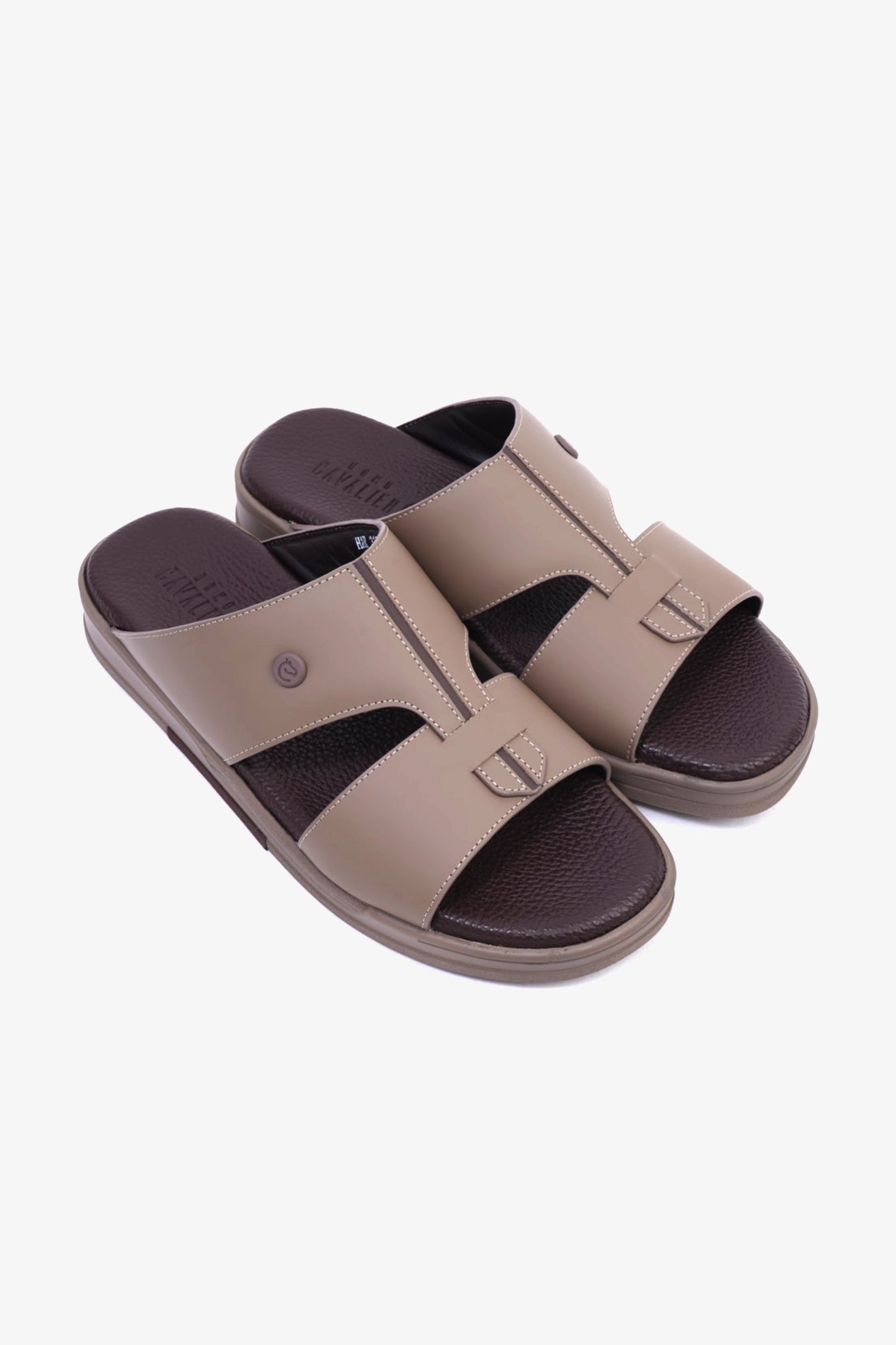 CAVALIER Men's Leather Sandals with Cut-Out Detail Stone