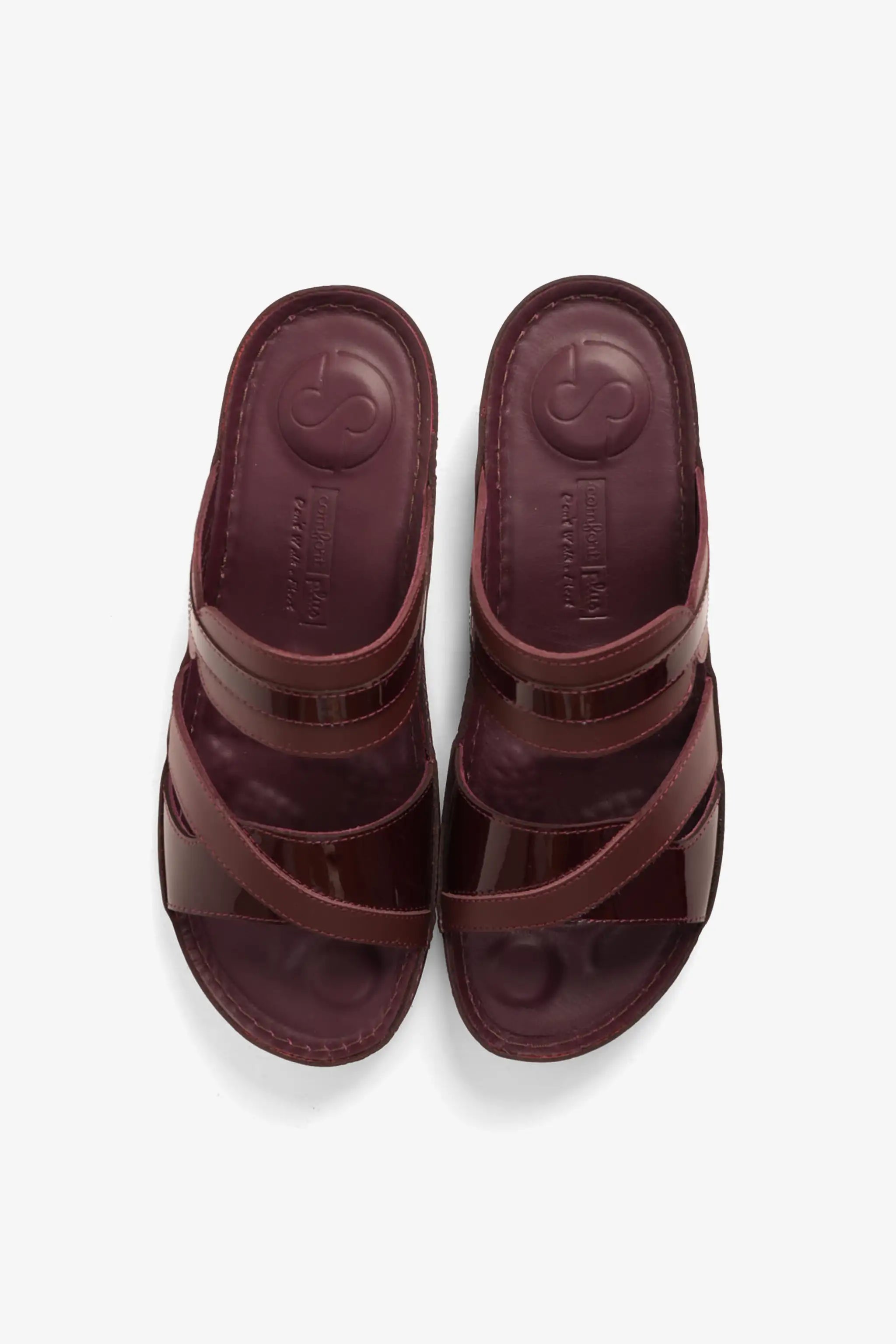 COMFORT PLUS ULTRA SOFT LEATHER SLIDES WOMEN'S CHERRY