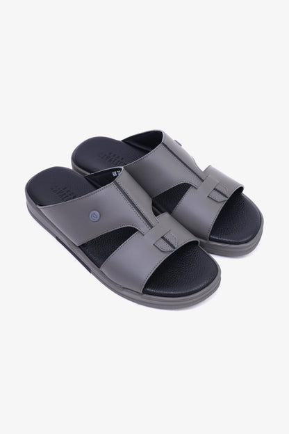 CAVALIER Men's Leather Sandals with Cut-Out Detail Grey