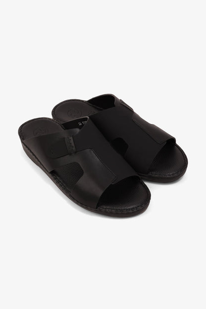 COMFORT PLUS ULTRA COMFORTABLE LEATHER SLIP-ON SANDALS BLACK