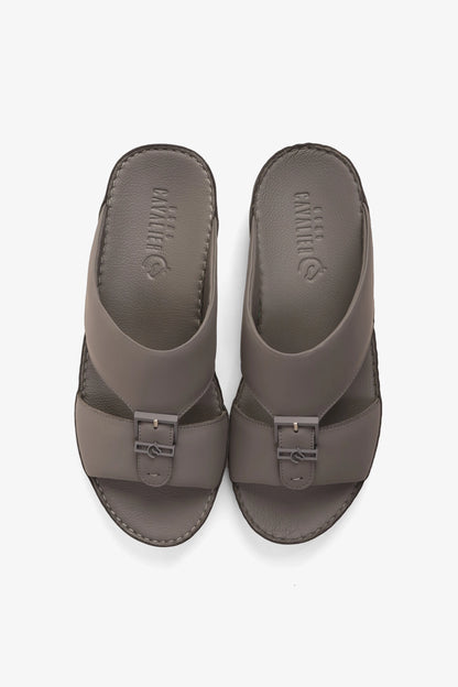 UOMO CAVALIER EMBOSSED LEATHER HANDSTITCHED ARABIC SANDALS GREY