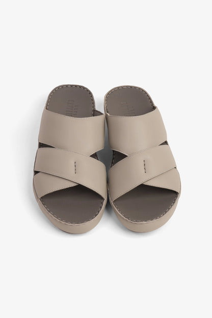 CAVALIER GENUINE LEATHER LUXURIOUSLY ARABIC SANDALS LIGHT-GREY