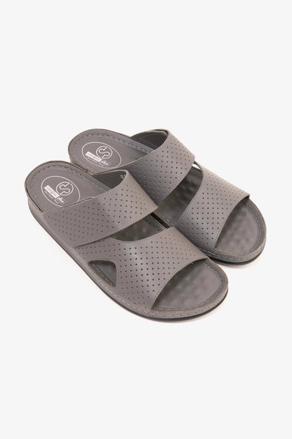 Comfort Plus Men's Al Waha Textured Slip-On Arabic Sandals Grey