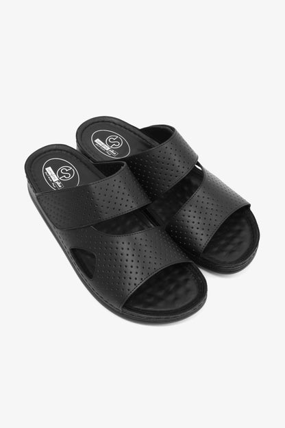 Comfort Plus Men's Al Waha Textured Slip-On Arabic Sandals Black