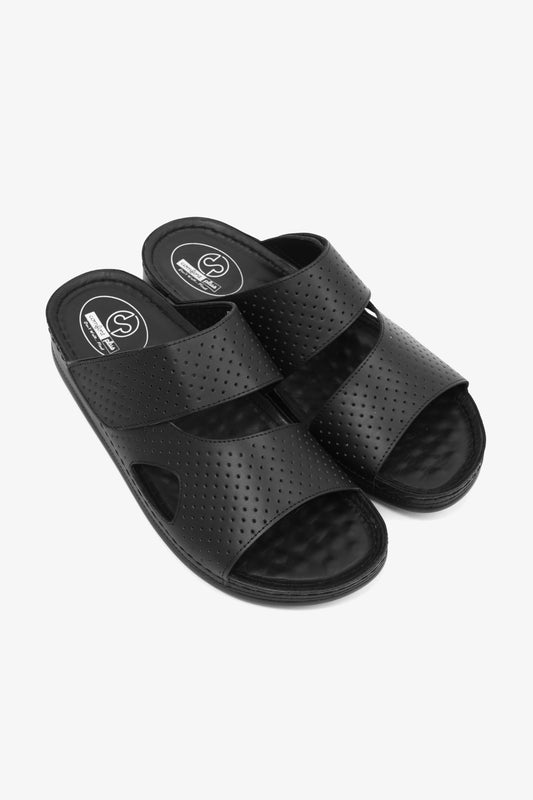 Comfort Plus Men's Al Waha Textured Slip-On Arabic Sandals Black