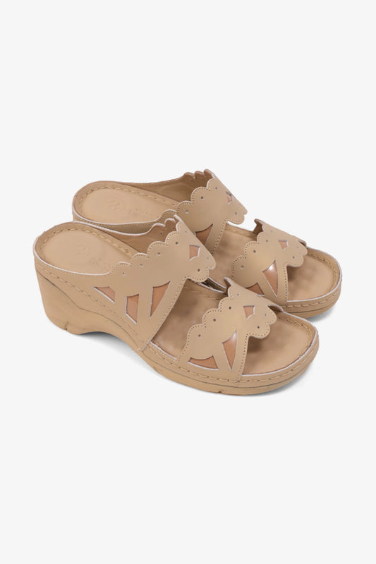 COMFORT PLUS OPEN -TOE SANDALS WITH CUTOUT DESIGN BEIGE