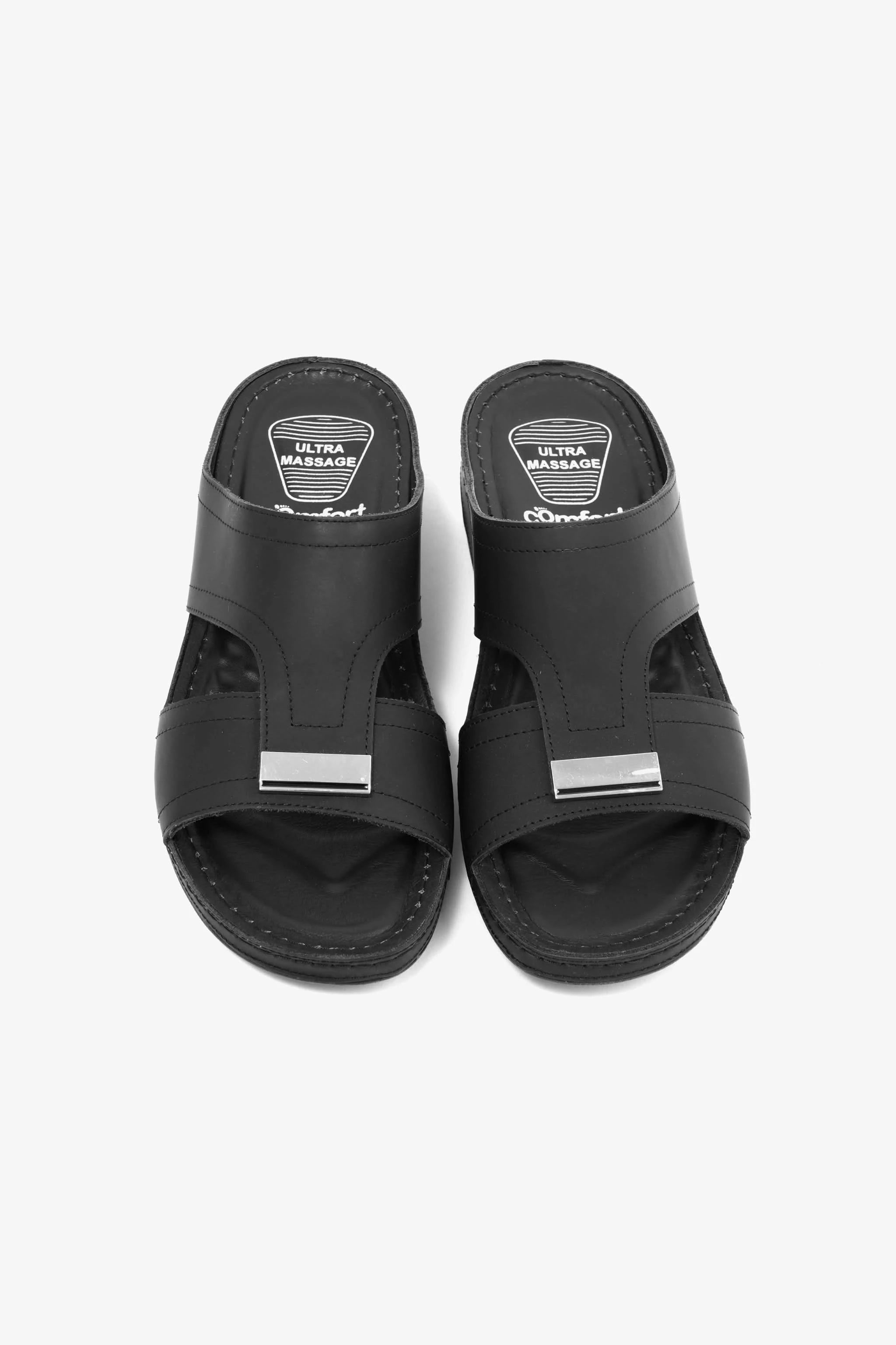 Comfort Plus Men's Ultra Massage Leather Sandals Black