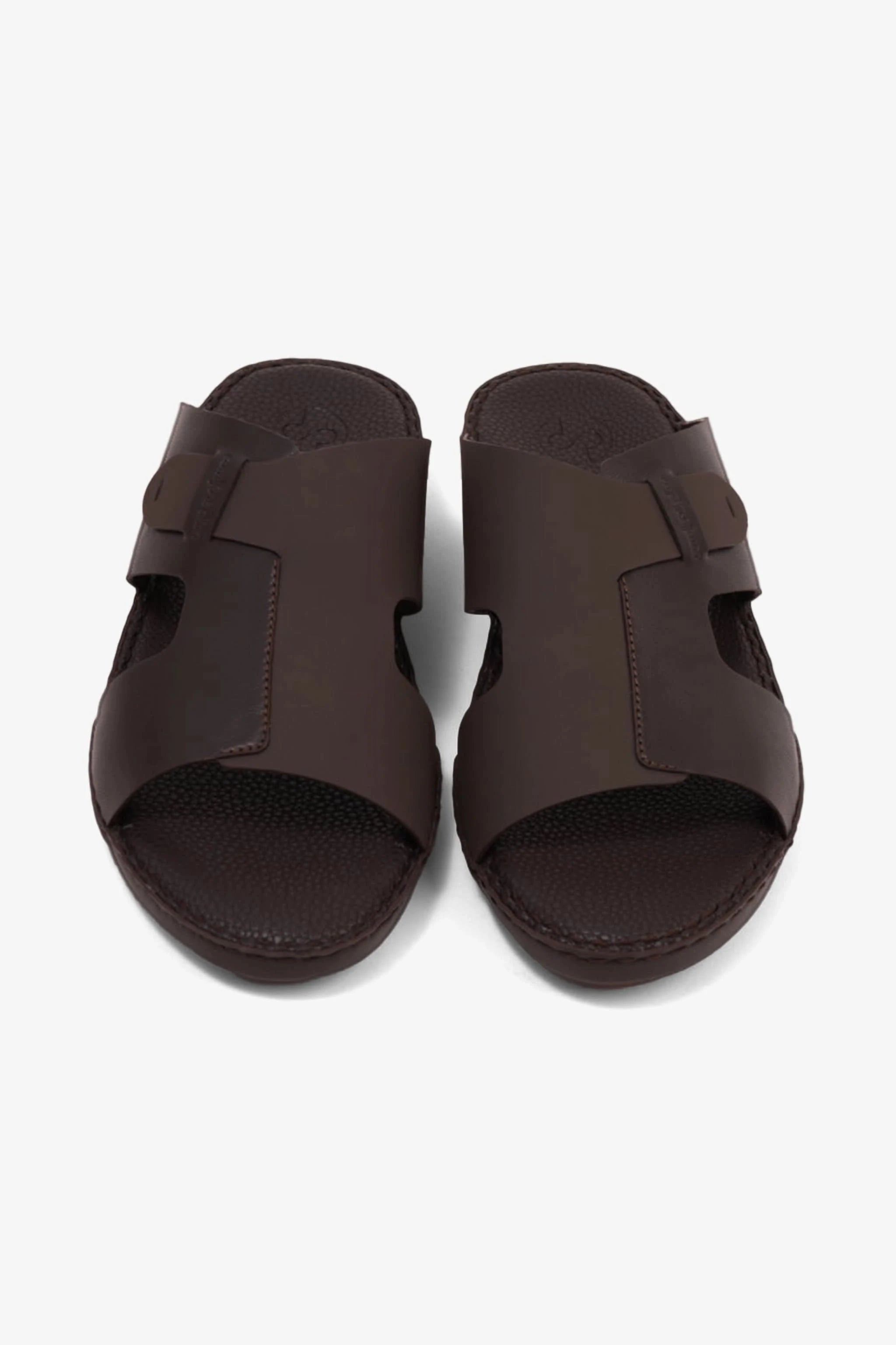 COMFORT PLUS ULTRA COMFORTABLE LEATHER SLIP-ON SANDALS DARK-BROWN