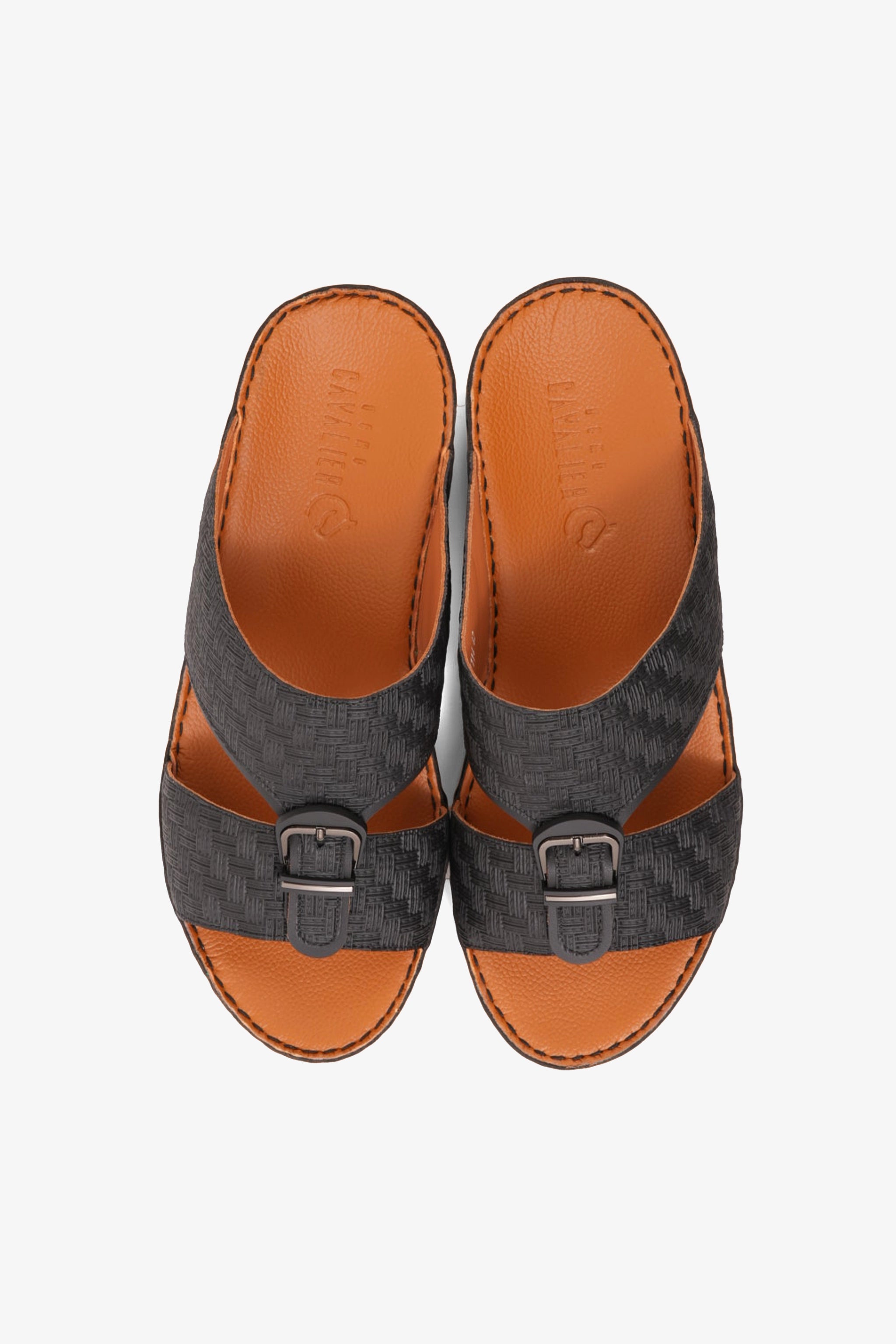 UOMO CAVALIER PREMIUM LEATHER ARABIC SANDALS BLACK - Seventy7