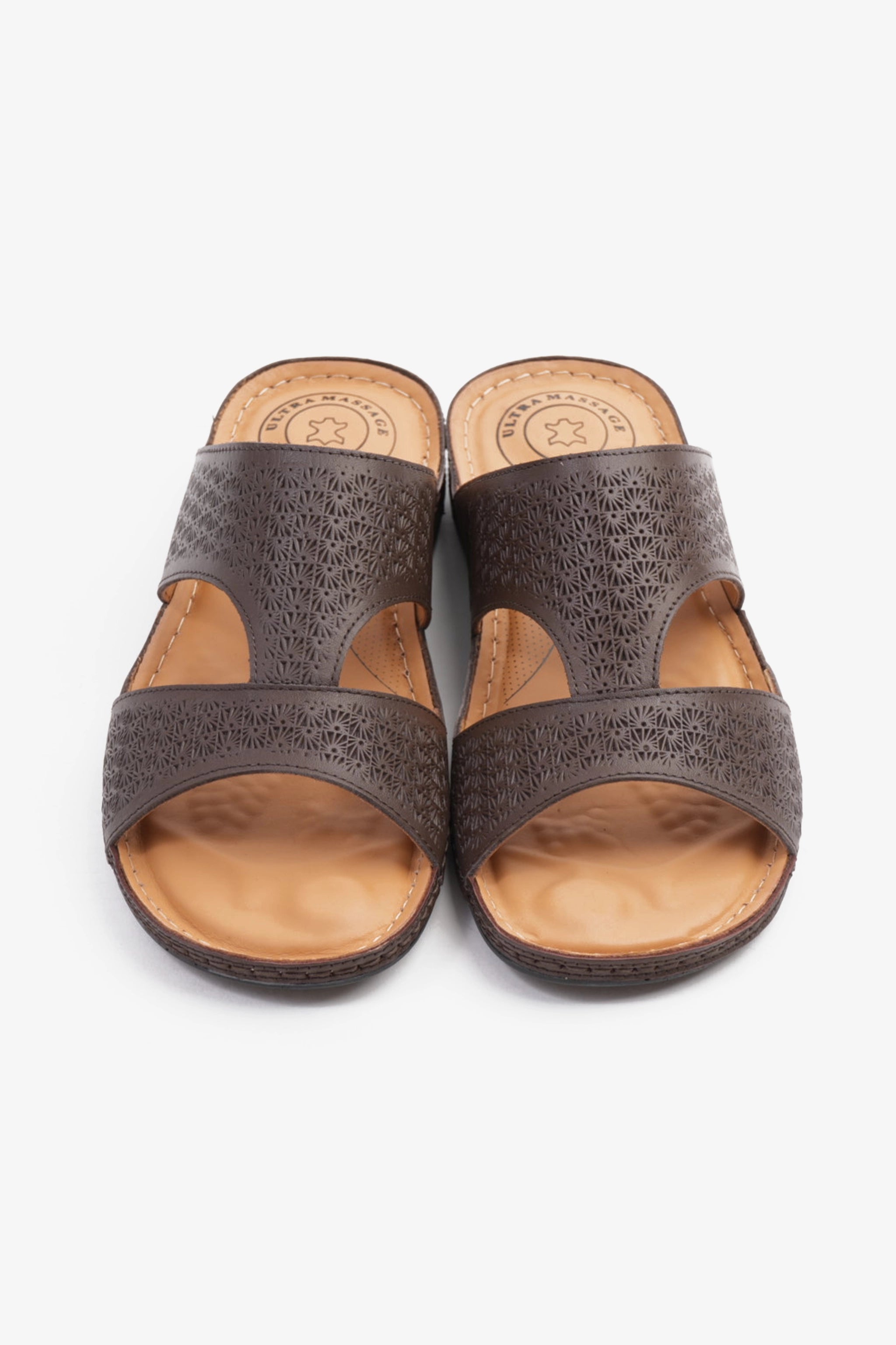 COMFORT PLUS BREATHABLE PERFORATED LEATHER SANDALS BROWN