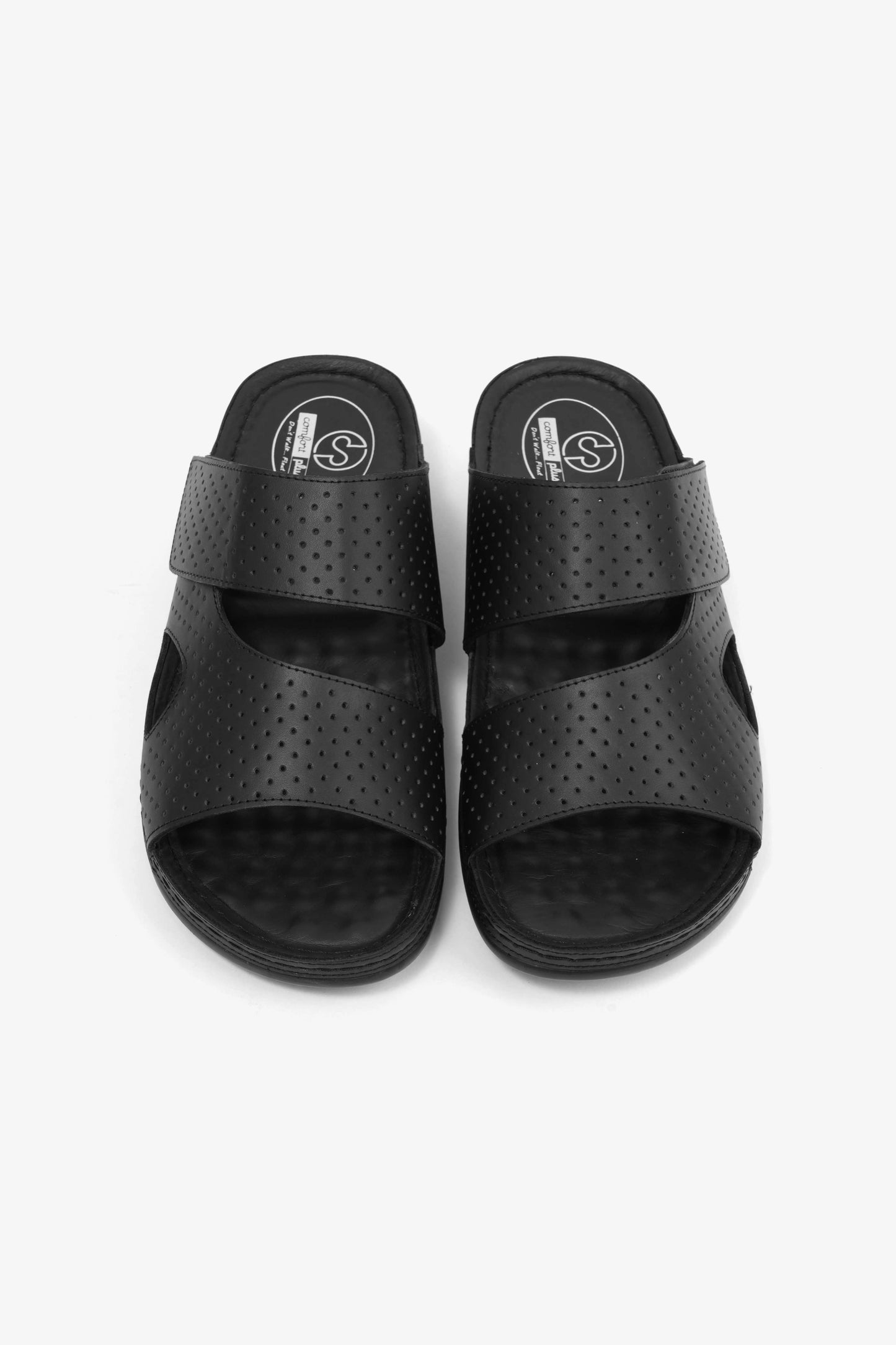 Comfort Plus Men's Al Waha Textured Slip-On Arabic Sandals Black