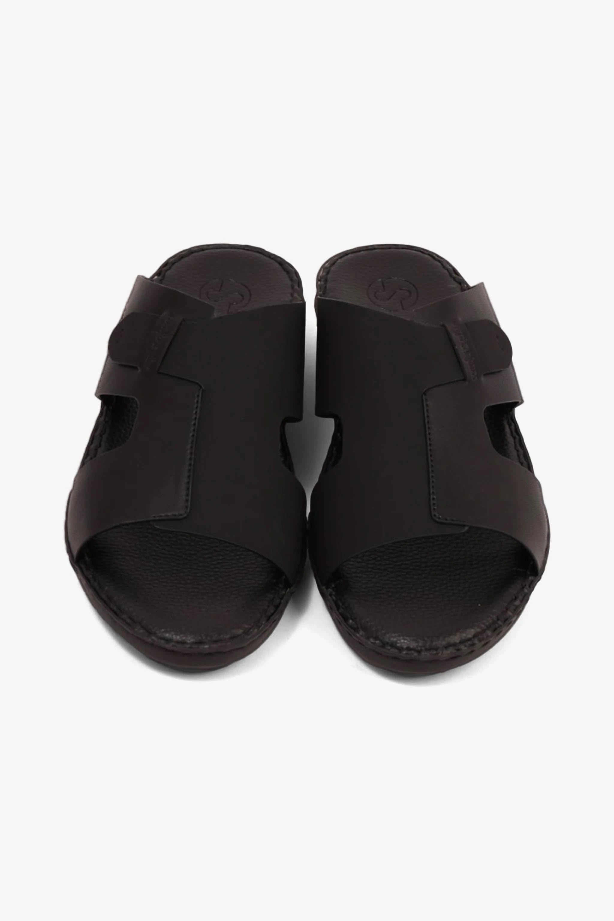 COMFORT PLUS ULTRA COMFORTABLE LEATHER SLIP-ON SANDALS BLACK