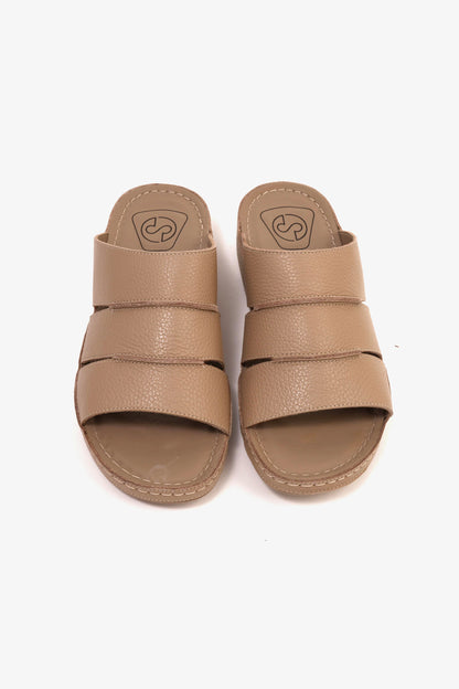 COMFORT PLUS MEN'S LEATHER SLIDE SANDAL SAND