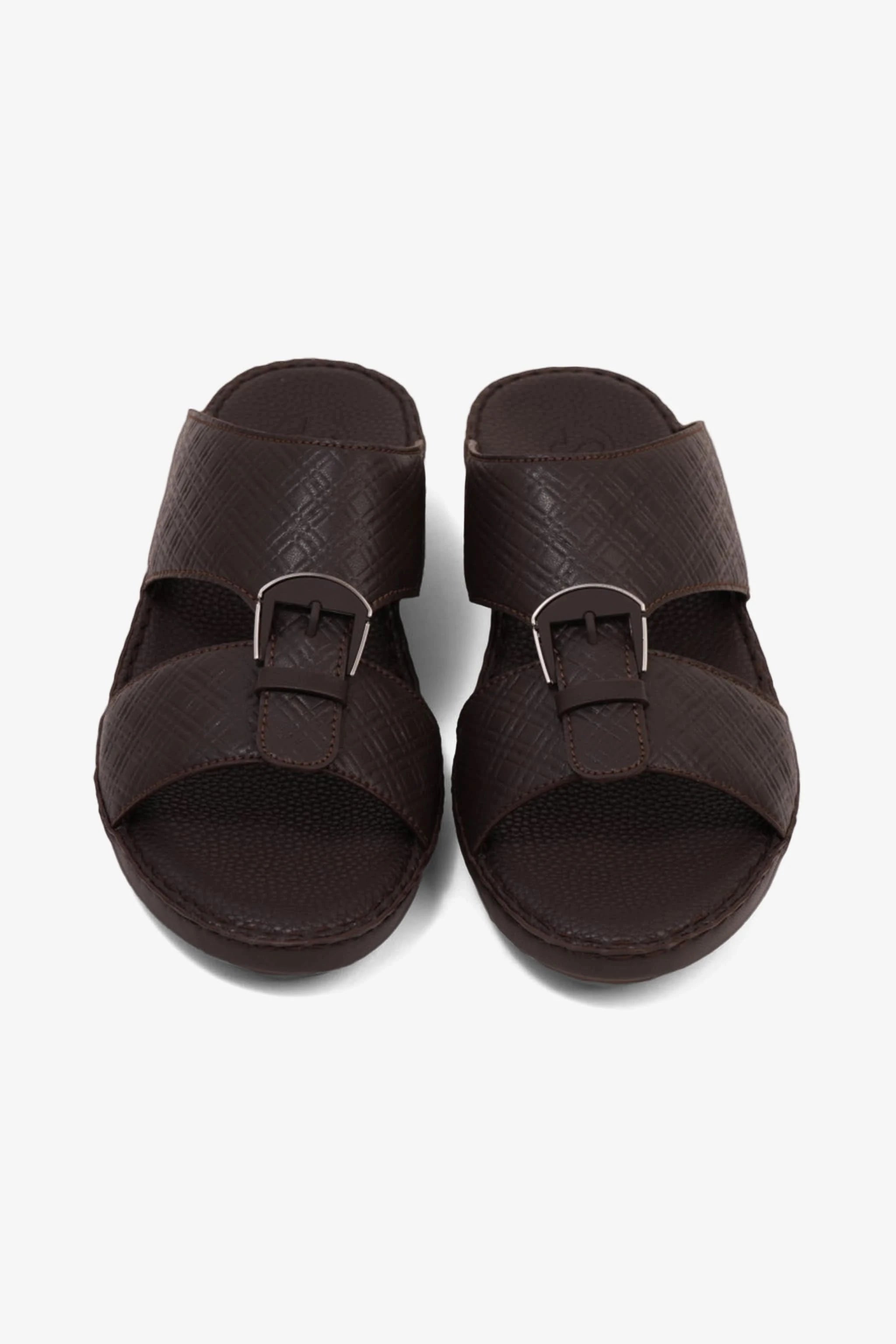 COMFORT PLUS MEN'S CUSHIONED LEATHER SLIP-ON SANDALS BROWN