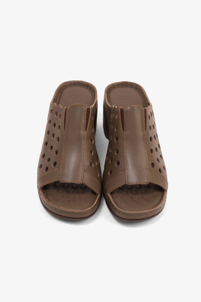 COMFORT PLUS SLIP-ON WEDGE SANDALS WITH PERFORATED DESIGN TRUFFLE