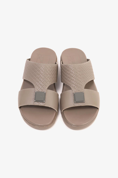 Comfort Plus Men's Embossed Leather Sandals with Antiskid Grip Stone