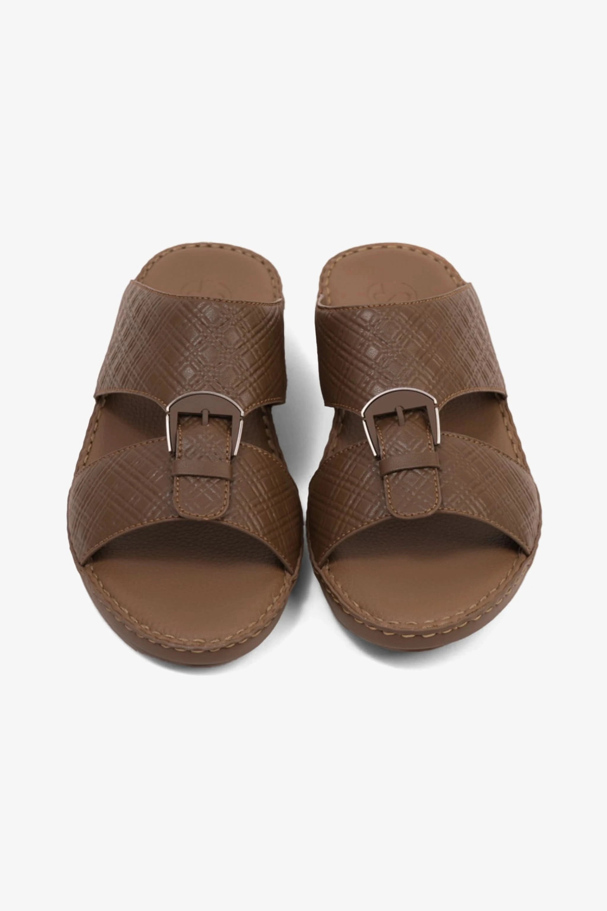 COMFORT PLUS MEN'S CUSHIONED LEATHER SLIP-ON SANDALS TRUFFLE