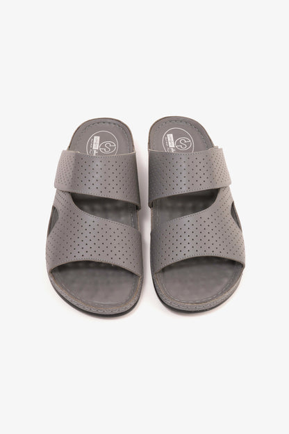 Comfort Plus Men's Al Waha Textured Slip-On Arabic Sandals Grey