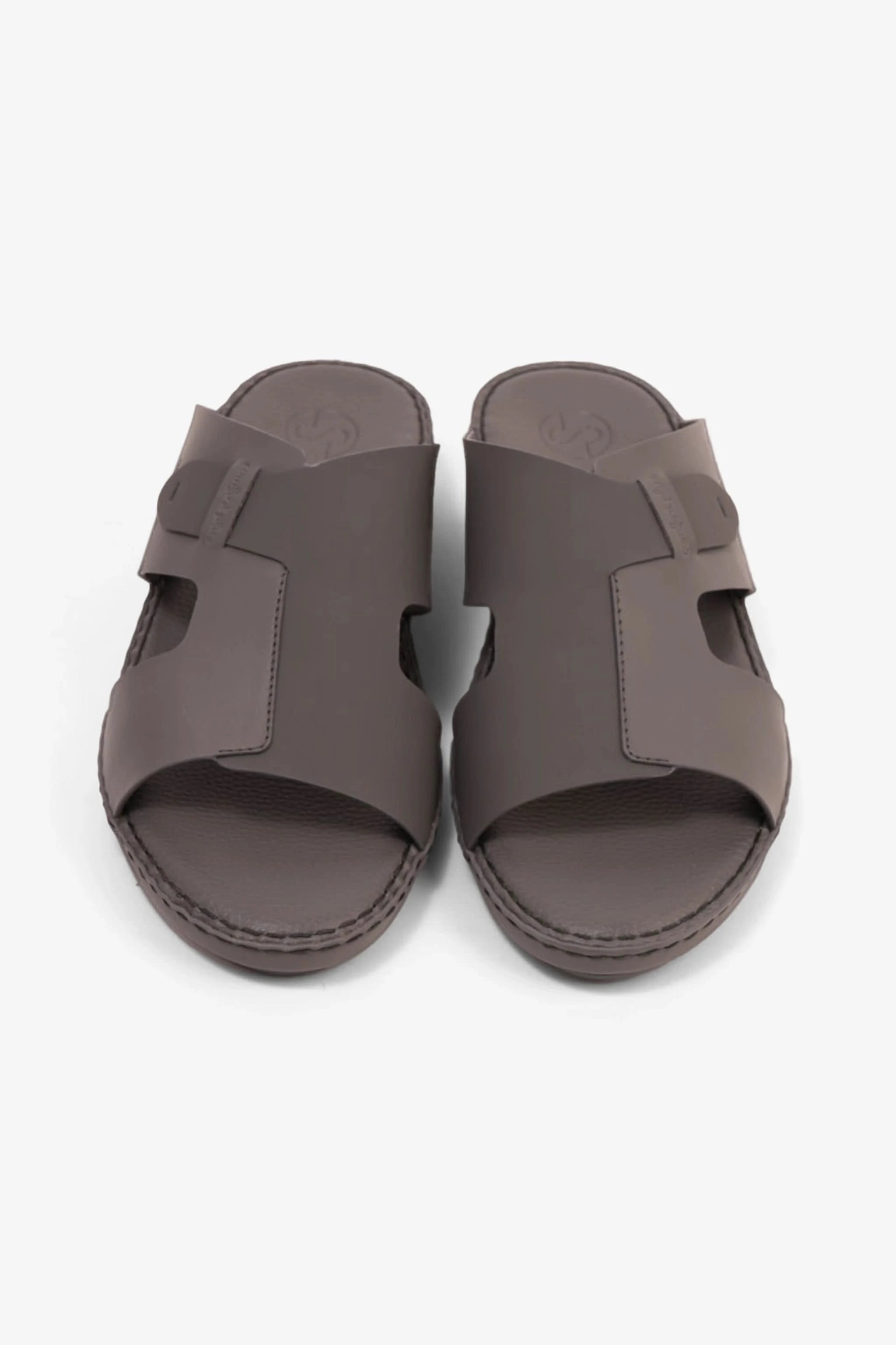 COMFORT PLUS ULTRA COMFORTABLE LEATHER SLIP-ON SANDALS DARK-GREY