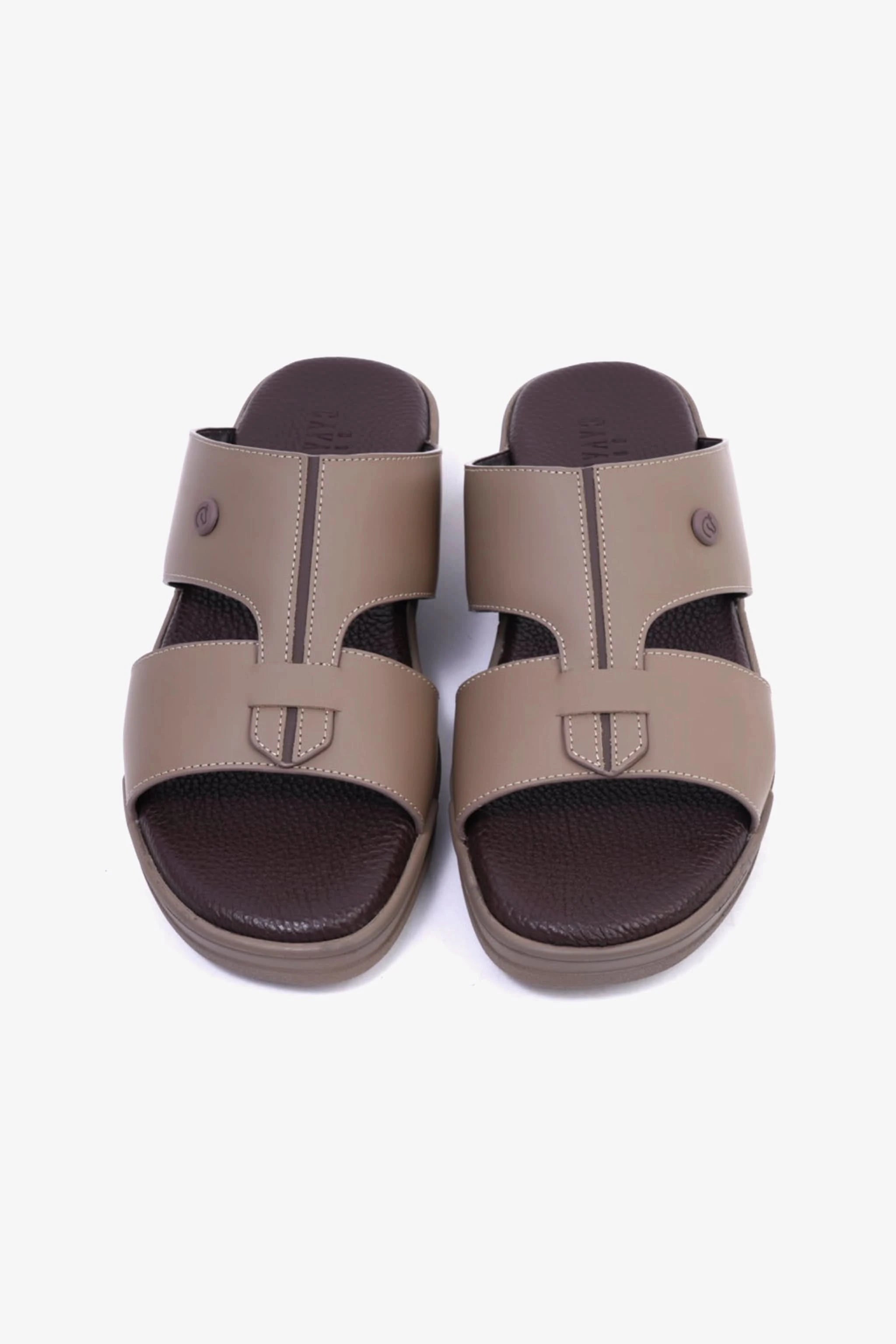 CAVALIER Men's Leather Sandals with Cut-Out Detail Stone