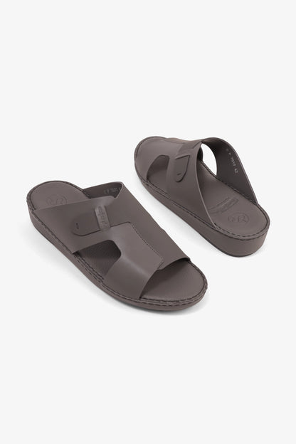 COMFORT PLUS ULTRA COMFORTABLE LEATHER SLIP-ON SANDALS DARK-GREY