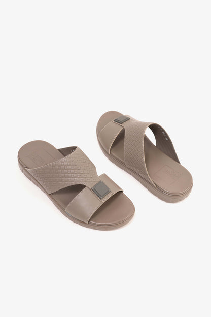 Comfort Plus Men's Embossed Leather Sandals with Antiskid Grip Stone