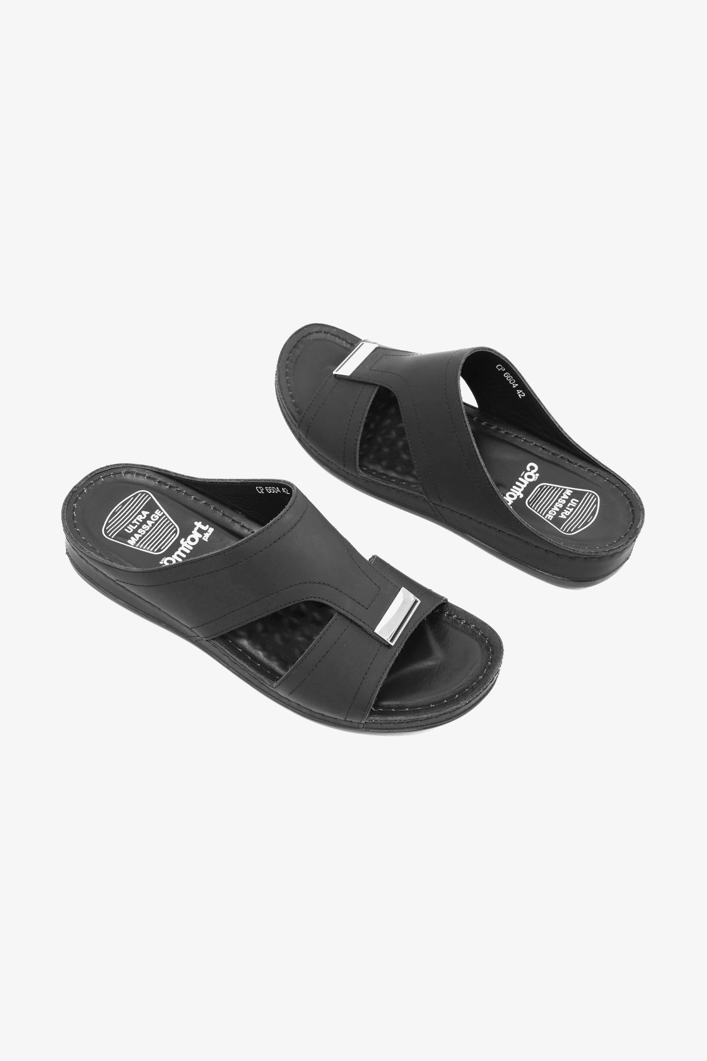 Comfort Plus Men's Ultra Massage Leather Sandals Black