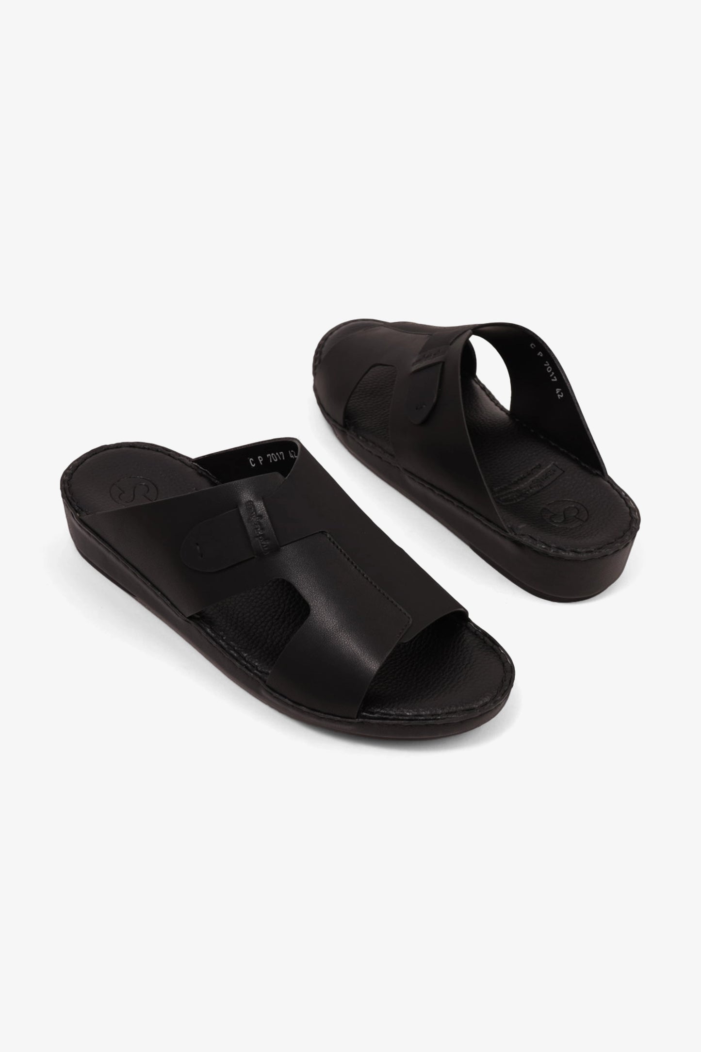 COMFORT PLUS ULTRA COMFORTABLE LEATHER SLIP-ON SANDALS BLACK