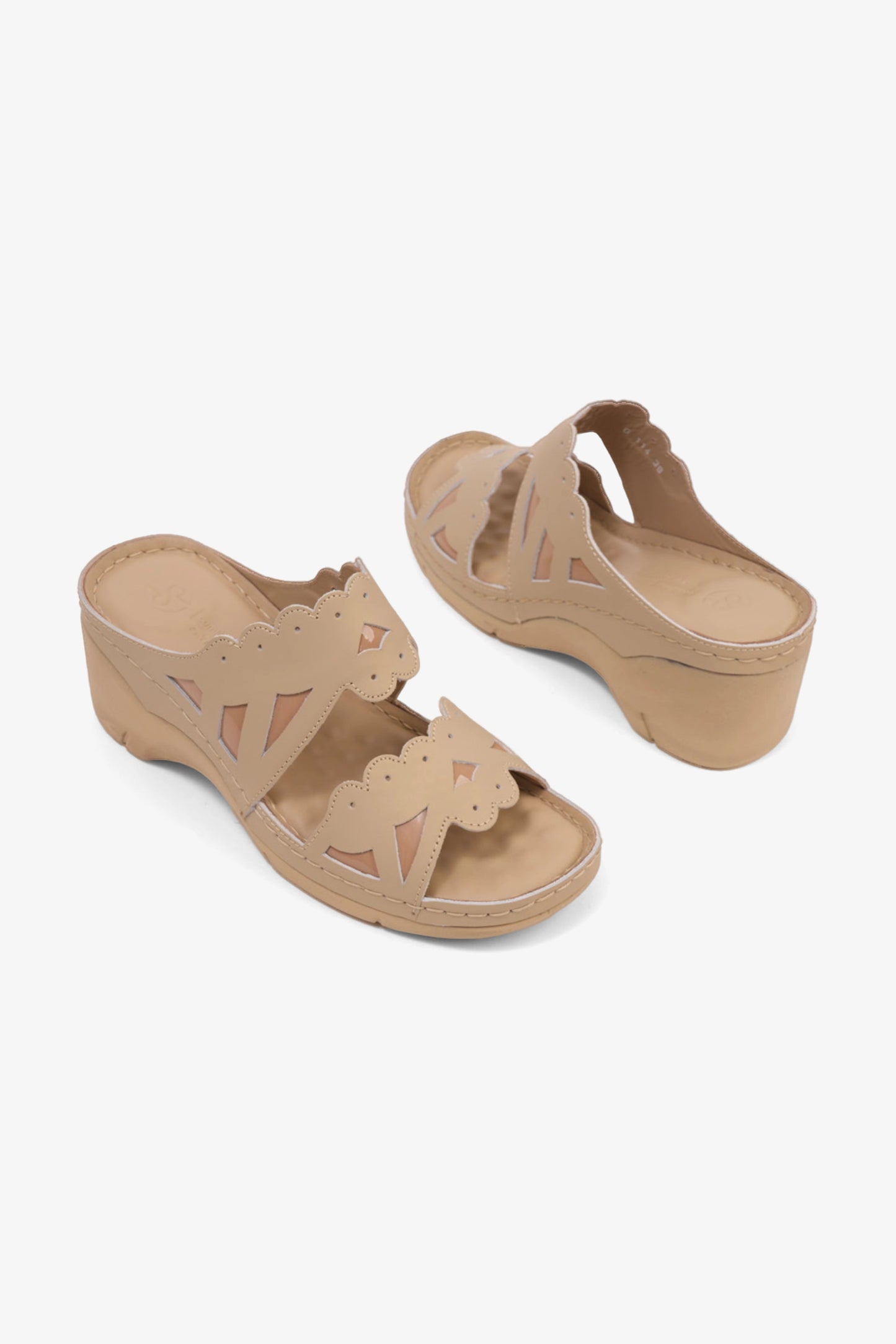 COMFORT PLUS OPEN -TOE SANDALS WITH CUTOUT DESIGN BEIGE