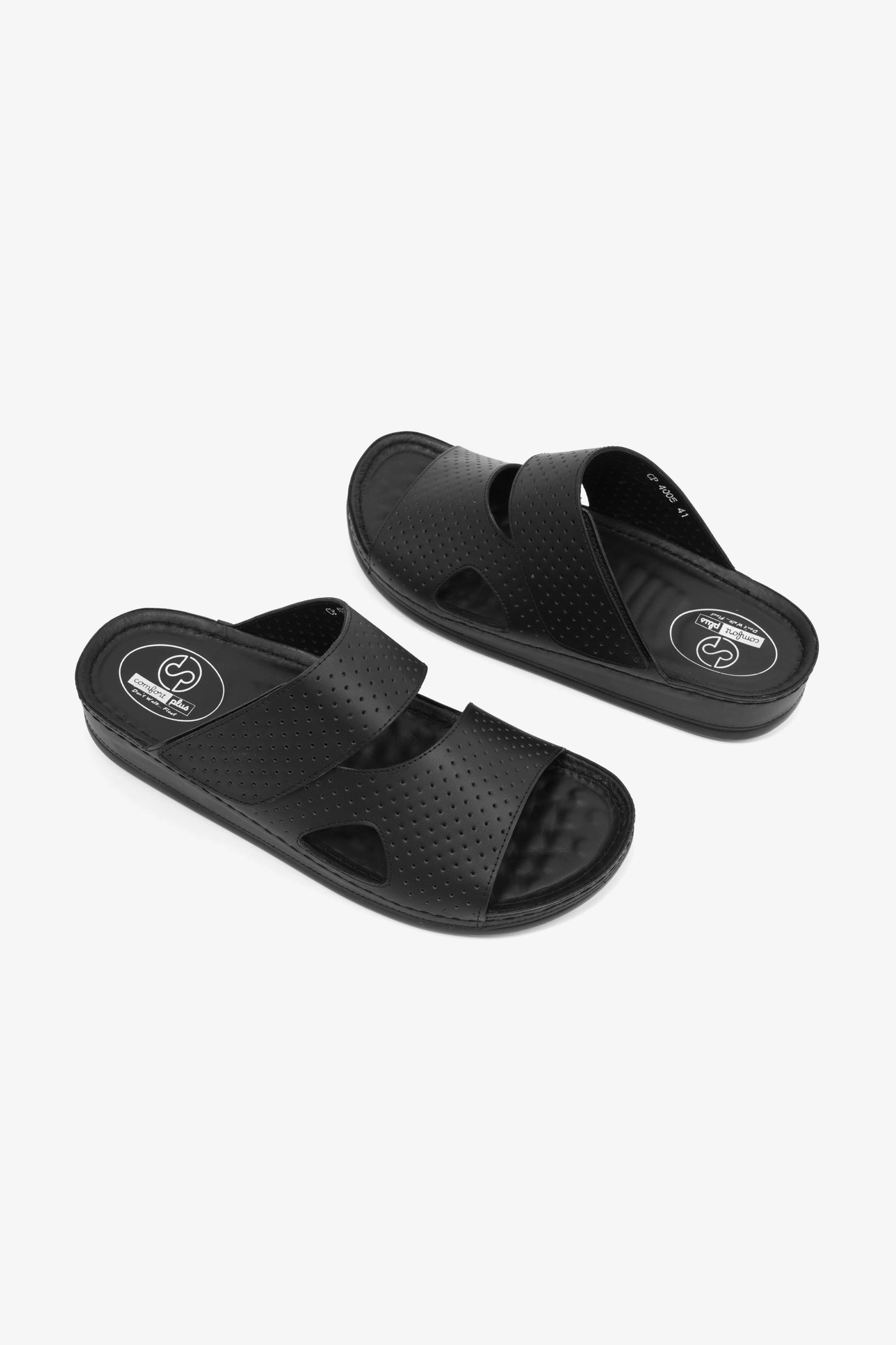 Comfort Plus Men's Al Waha Textured Slip-On Arabic Sandals Black