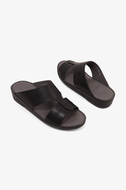 COMFORT PLUS MATTE MODERN LEATHER SANDALS BLACK