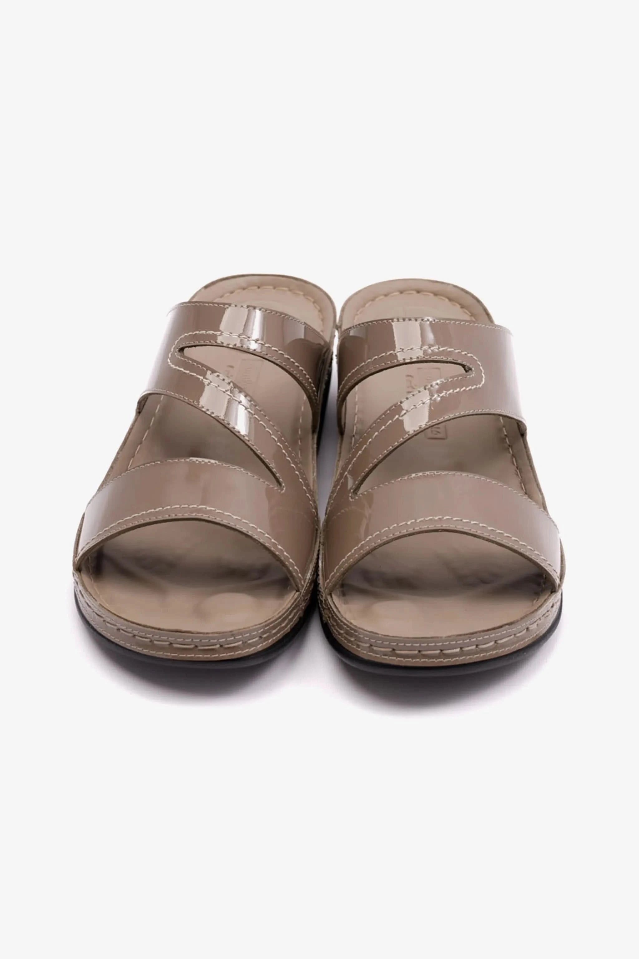 COMFORT PLUS WOMENS LOW HEEL SOFT FOOTBED SANDALS STONE