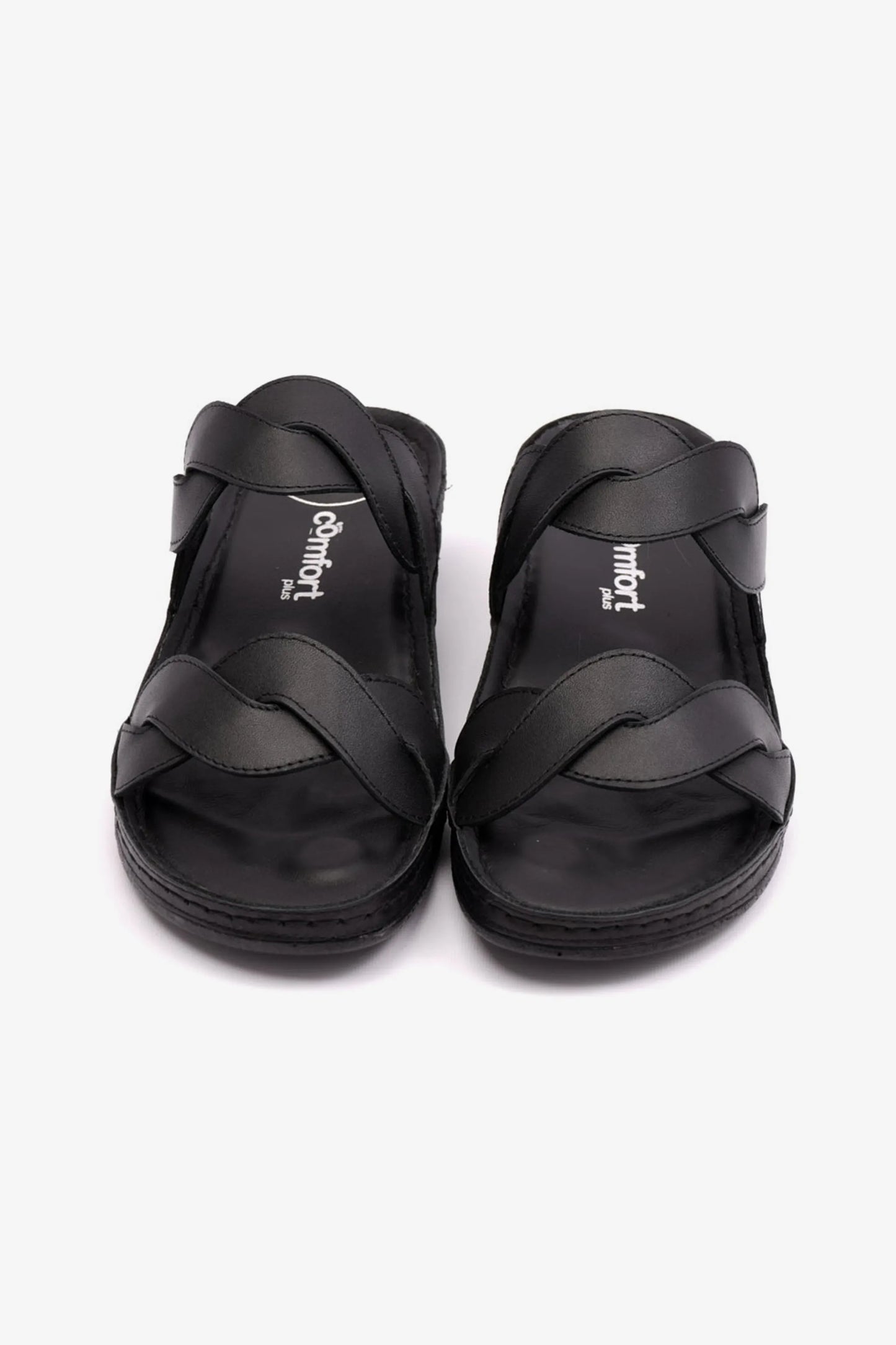 COMFORT PLUS MATTE LEATHER WOMEN SANDALS BLACK