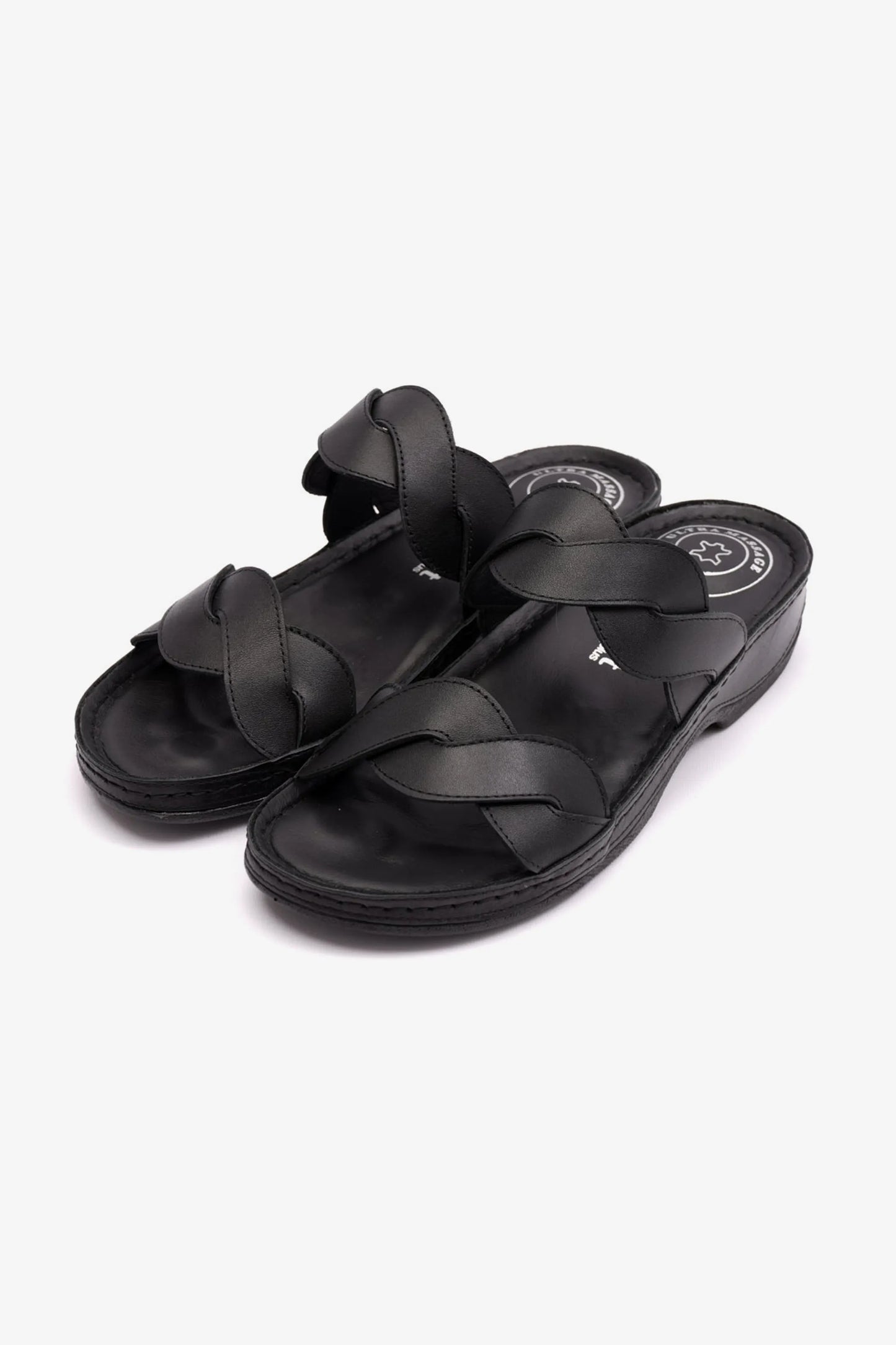 COMFORT PLUS MATTE LEATHER WOMEN SANDALS BLACK