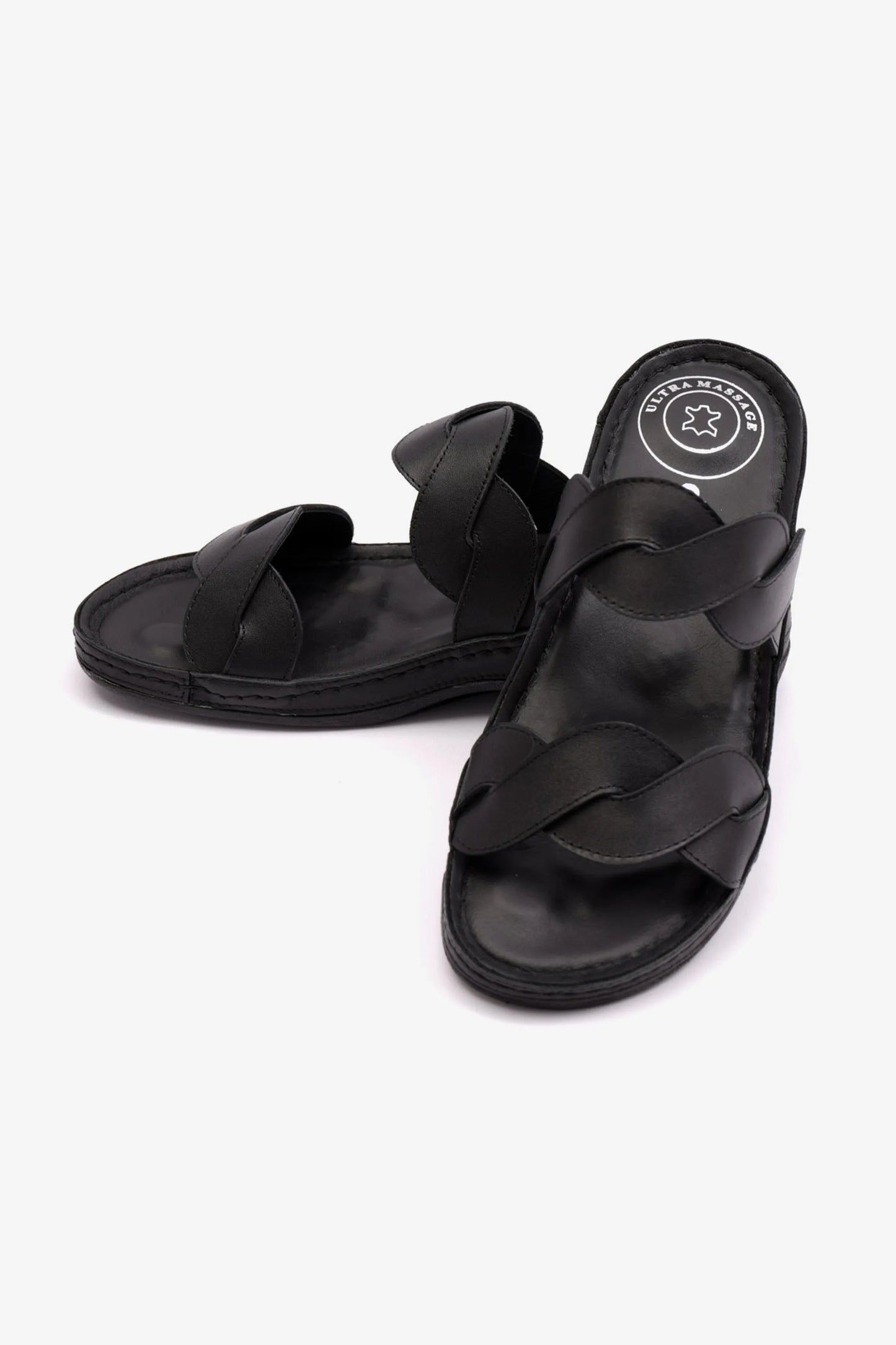 COMFORT PLUS MATTE LEATHER WOMEN SANDALS BLACK