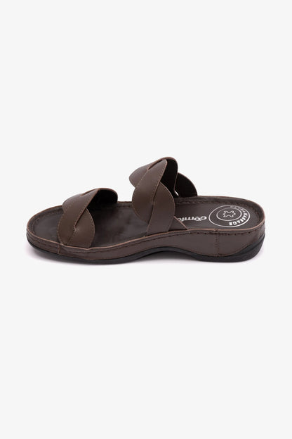 COMFORT PLUS MATTE LEATHER WOMEN SANDALS BROWN