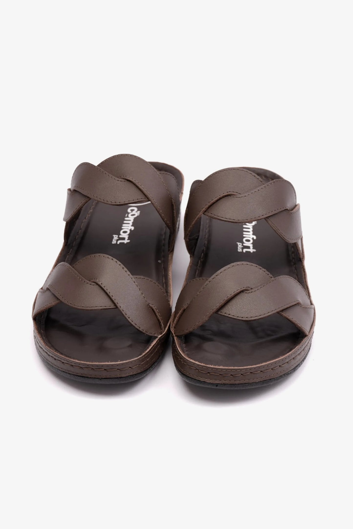 COMFORT PLUS MATTE LEATHER WOMEN SANDALS BROWN