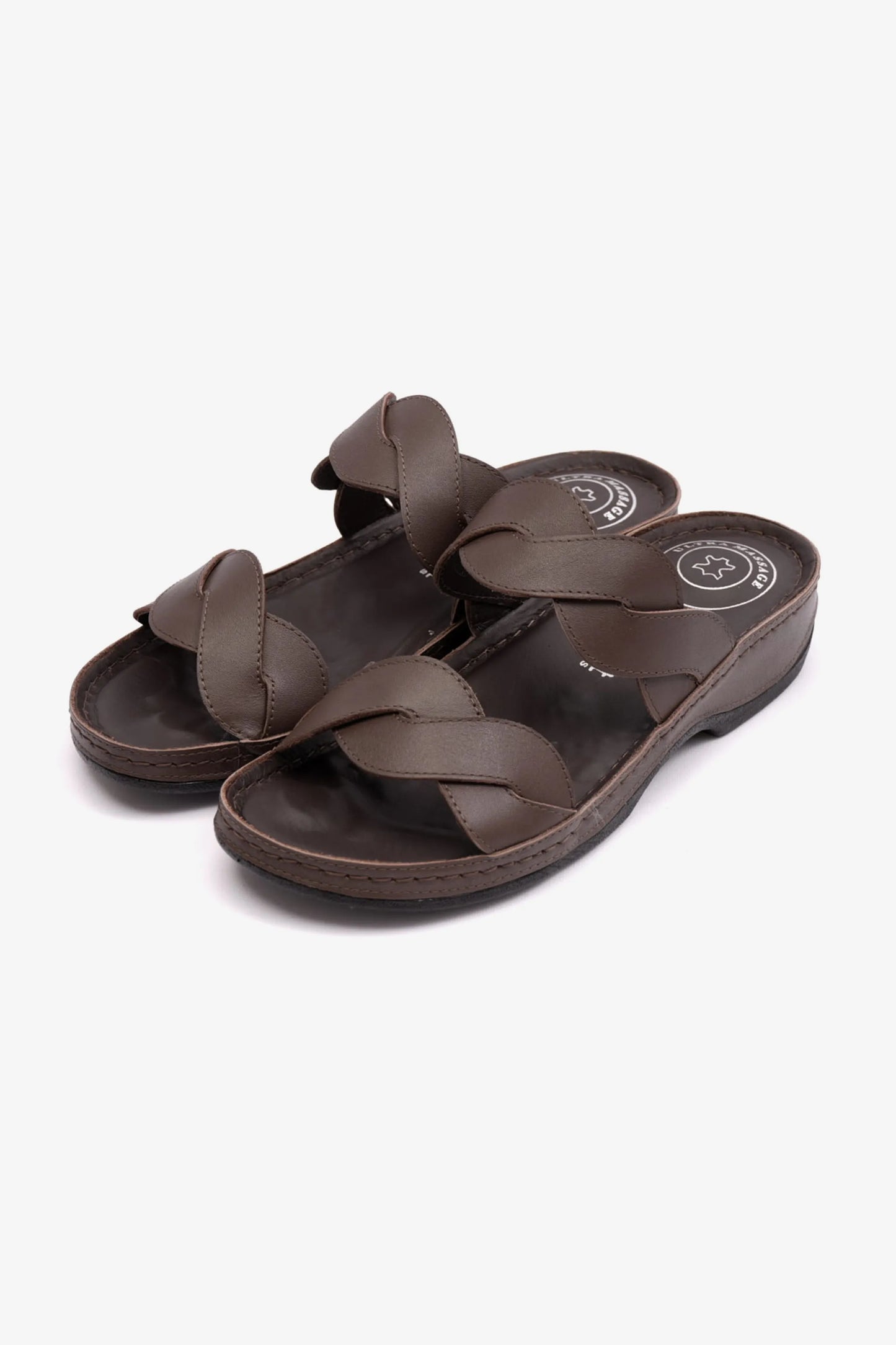 COMFORT PLUS MATTE LEATHER WOMEN SANDALS BROWN