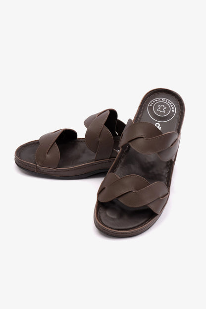 COMFORT PLUS MATTE LEATHER WOMEN SANDALS BROWN