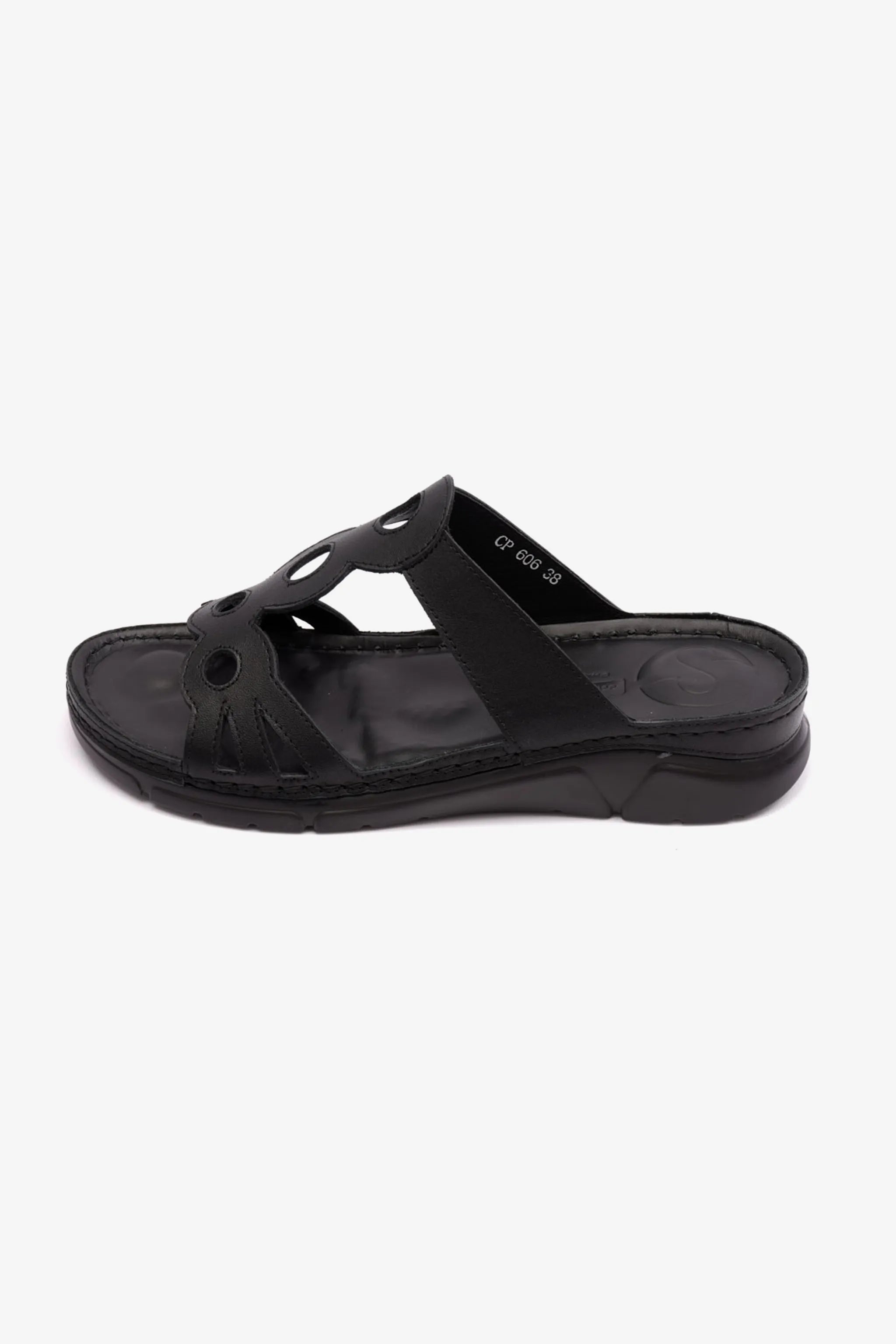 Ladies black comfort sandals online