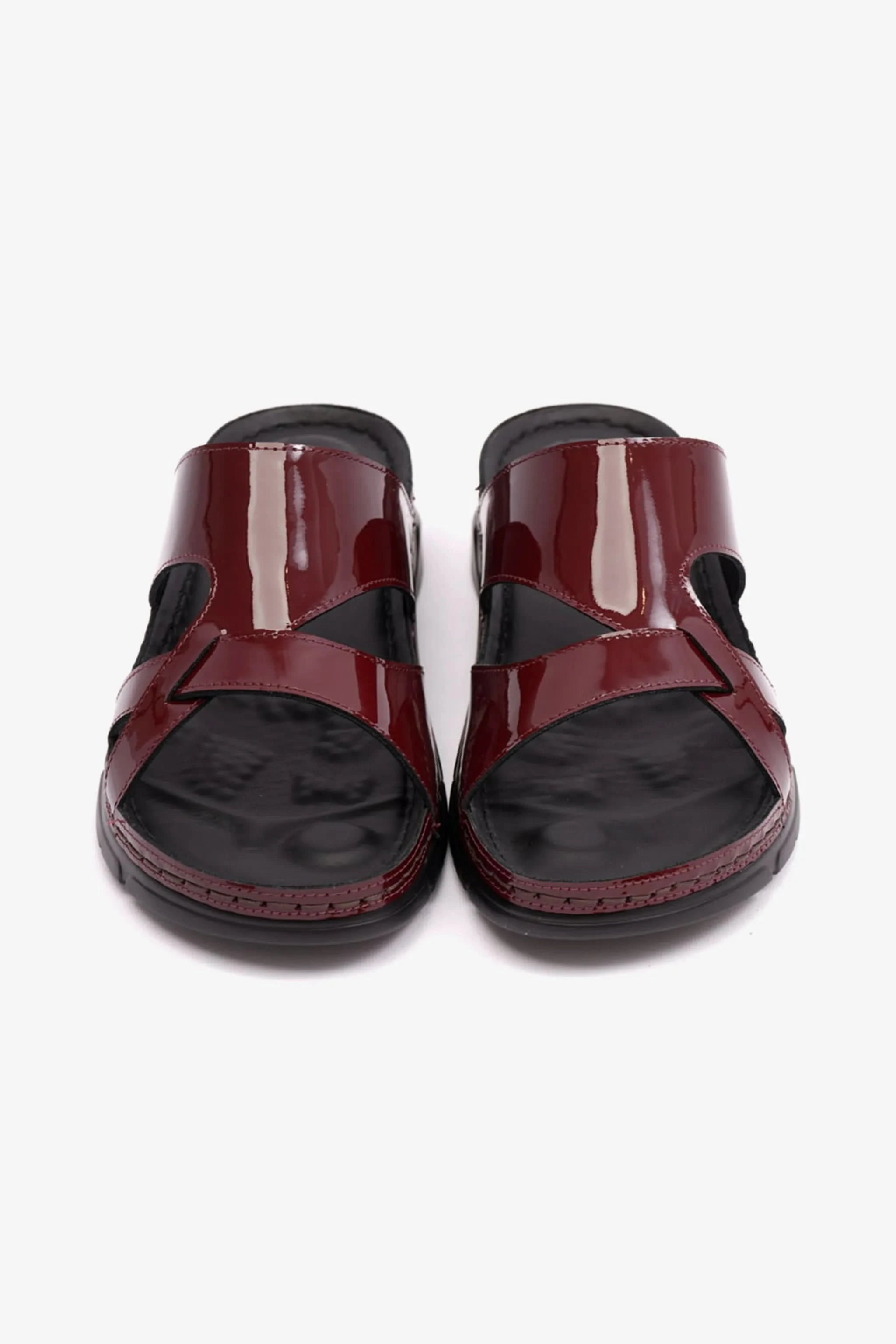 PATENT LEATHER WOMENS COMFORT PLUS SANDALS MAROON