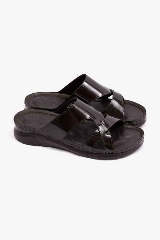 PATENT LEATHER WOMENS COMFORT PLUS SANDALS BROWN